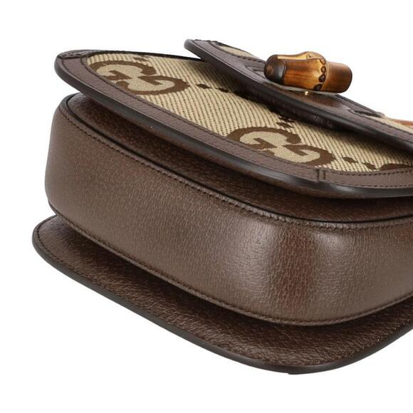 GUCCI Jumbo GG Bamboo Canvas Leather Bag - Picture 3 of 5